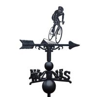 Cyclist Weathervane on White Background