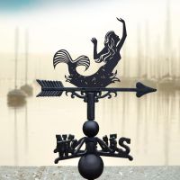 Cast Iron and Steel Weathervane with Mermaid Topper