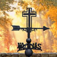 Black Weathervane with Cross Design 