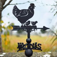 Black Weathervane with Hen & Chicks 