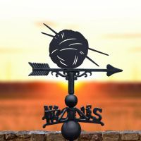 Black Weathervane with Knitting Items 