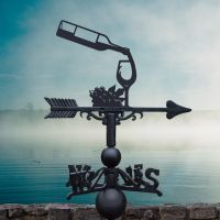Black Wine Bottle & Glass Weathervane 