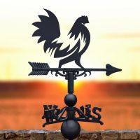 Black Weathervane with Farm Yard Rooster 