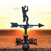 Weathervane with Cricket Bowler in Black Finish 