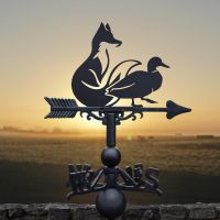 Black Weathervane with Fox & Duck Design 