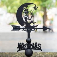 Black Finish in Cat in the Hat- Moon and Star Weathervane