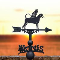 Cast Iron & Steel Dobermann & Owl Weathervane in Situ