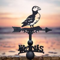 Puffin Weathervane with Sea Background 