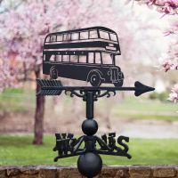 Black Old Birmingham Bus Weathervane on Spring scene background