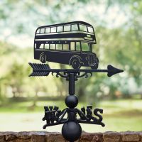 Black Old Birmingham Bus Weathervane on trees background