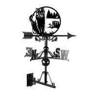 Stalking Cat in Alpine Trees Weathervane in Black