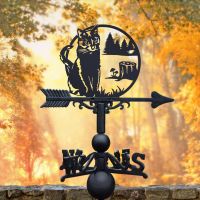 Stalking Cat in Alpine Trees Weathervane in an Autumn Setting