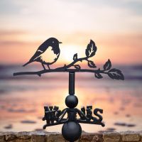 Robin Steel and Cast Iron Weathervane at Sunset