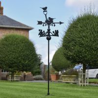 Pair of Robins Free Standing Weathervane in Situ