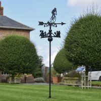 Cyclist Free Standing Weathervane in Use Outdoors