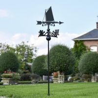 Norfolk Wherry Sail Boat Free Standing Weathervane in Use in the Garden 1