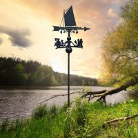 Norfolk Wherry Sail Boat Free Standing Weathervane at Sunset