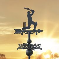 Cricketer on Miniature Weathervane at Sunset