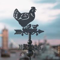 Hen & Chicks on Miniature Weathervane in Situ