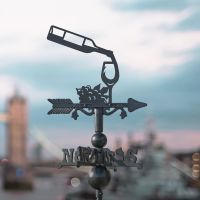 Wine Bottle & Glass Miniature Weathervane on Top of a Shed