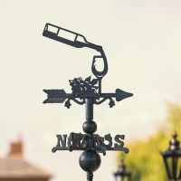 Wine Bottle & Glass Miniature Weathervane in Situ in the Garden