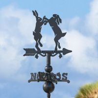 Boxing Hares Miniature Weathervane in situ Outdoors