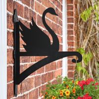 Swan Hanging Basket Bracket in Situ on a Brick Wall