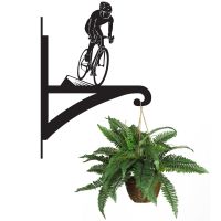 Cyclist Hanging Basket Bracket Holding a Plant