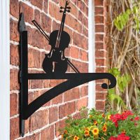 Violin Hanging Basket Bracket in Situ on a Brick Wall