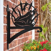Frog Hanging Basket Bracket in a Black Finish