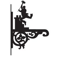 Ornate Chimney Sweep Hanging Basket Bracket in Black