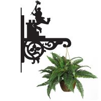 Ornate Chimney Sweep Hanging Basket Bracket Holding a Flower Basket