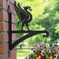Liver Bird Hanging Basket Bracket in Situ on a Brick Wall