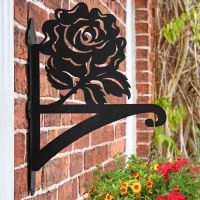 English Rose Hanging Basket Bracket in Situ on a Brick Wall