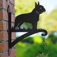 Boston Terrier Hanging Basket Bracket in Garden