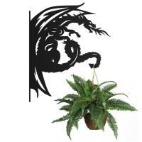Tribal Dragon Hanging Basket Bracket holding a Flower Basket