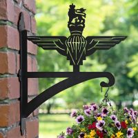 British Parachute Regiment Emblem Hanging Basket Bracket in Garden 