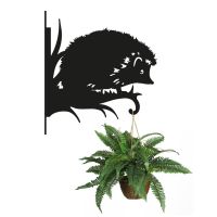 White Background Hedgehog Hanging Basket Bracket with Planter