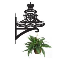 Royal Artillery Emblem Hanging Basket Bracket with plant