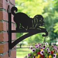 Playful Cockapoo Hanging Basket Bracket in Garden