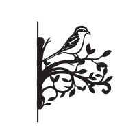 Great Grey Shrike Iron Hanging Basket Bracket in Black