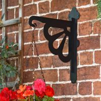 Clam Design Heavy Duty Iron Hanging Basket Bracket Finished in Black