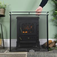 Black Railed Single Panel Fire Guard