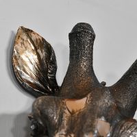 Close up of giraffe ears and horn 