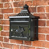 Wall mounted gloss black letter box with 2 keys