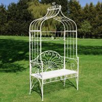 “Christiana” Cream Arbour Garden Bench in Situ in the Garden