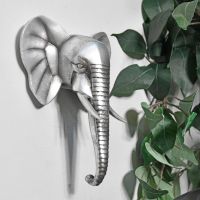 Silver Elephant Wall Art mounted to wall