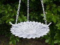 Rustic White Sunflower Bird Bath or Bird Feeder