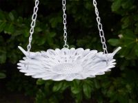 Rustic White Sunflower Bird Bath or Bird Feeder