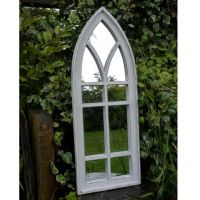 White Arched Garden Mirror in Situ
